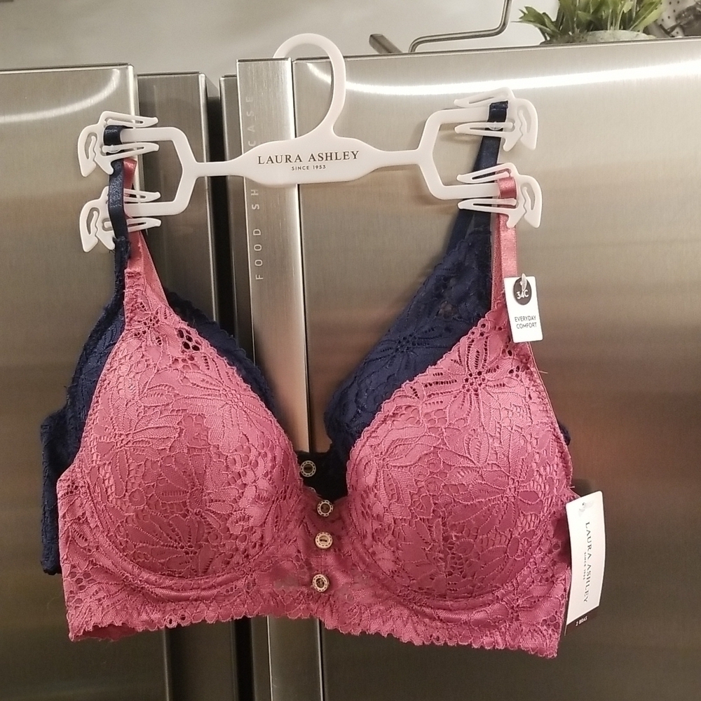 💕LAURA ASHLEY💕 2 Pack Bras ~ Pink & Blue Lace 34C NWT